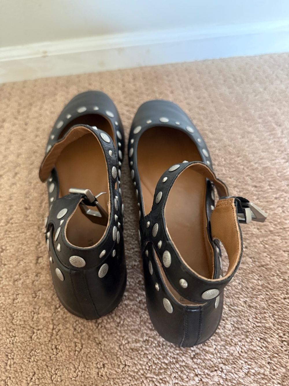 Free People Black Studded Slingback Flats Mystic Mary Jane - Picture 3 of 6